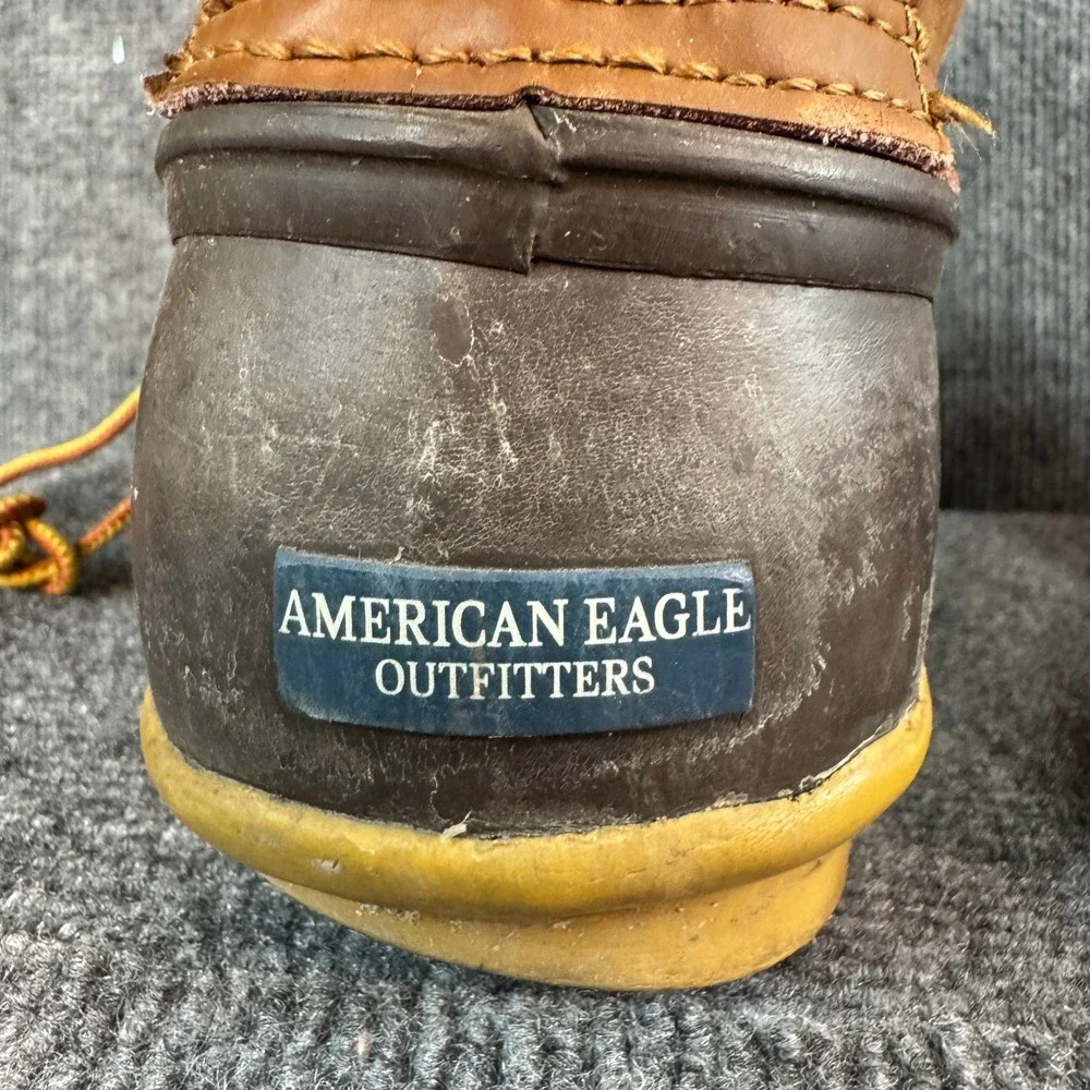 American Eagle Outfitters Mens Brown Leather Duck Boots Size 11 Lace Up Boots